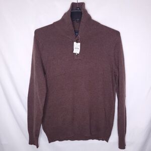 J Crew Sweater Mens Medium Brown Lambswool Shawl Collar NWT